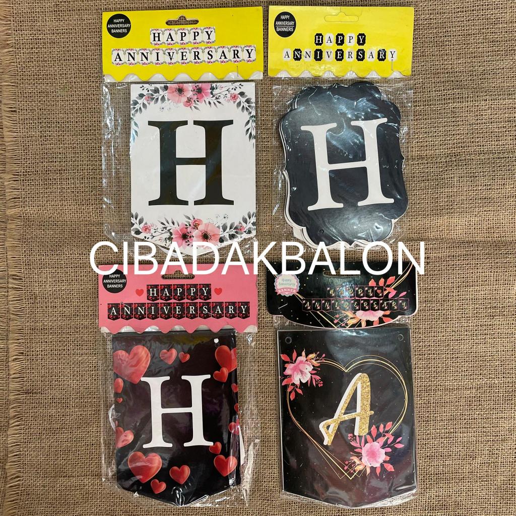 Banner Happy Anniversary / Hiasan Dekorasi Pesta Anniversary