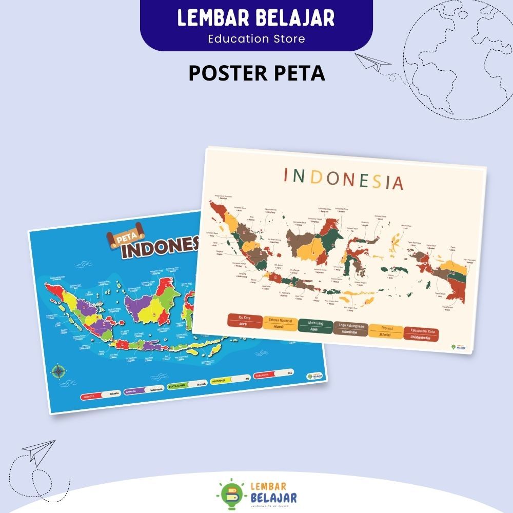 Poster Edukasi Peta Indonesia Lengkap 38 Provinsi