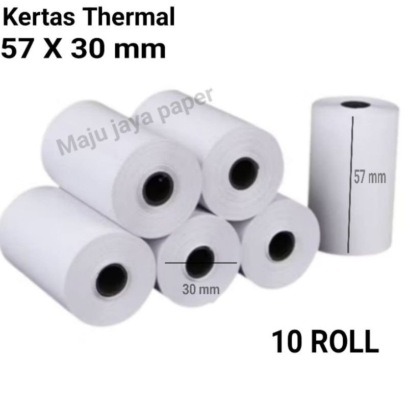 

10 ROLL KERTAS STRUK THERMAL PAPER ROLL 57X30 / 58X30 THERMAL EDC PRINTER MINI BLUETOOTH