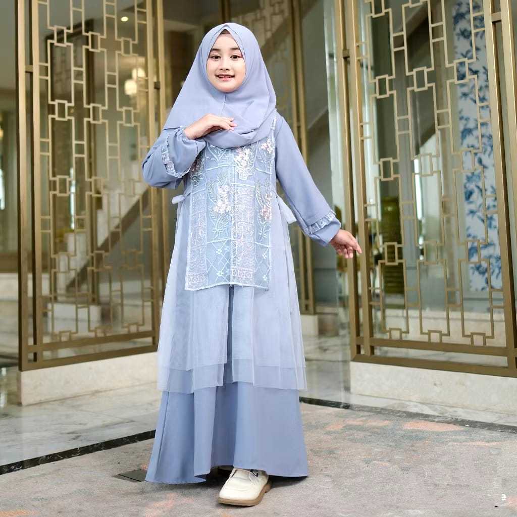 Gamis Lebaran Anak Umur 10 11 12 13 Kekinian & Terbaru Ceruty Mix Tile Brokat Cantik Kondangan 2025