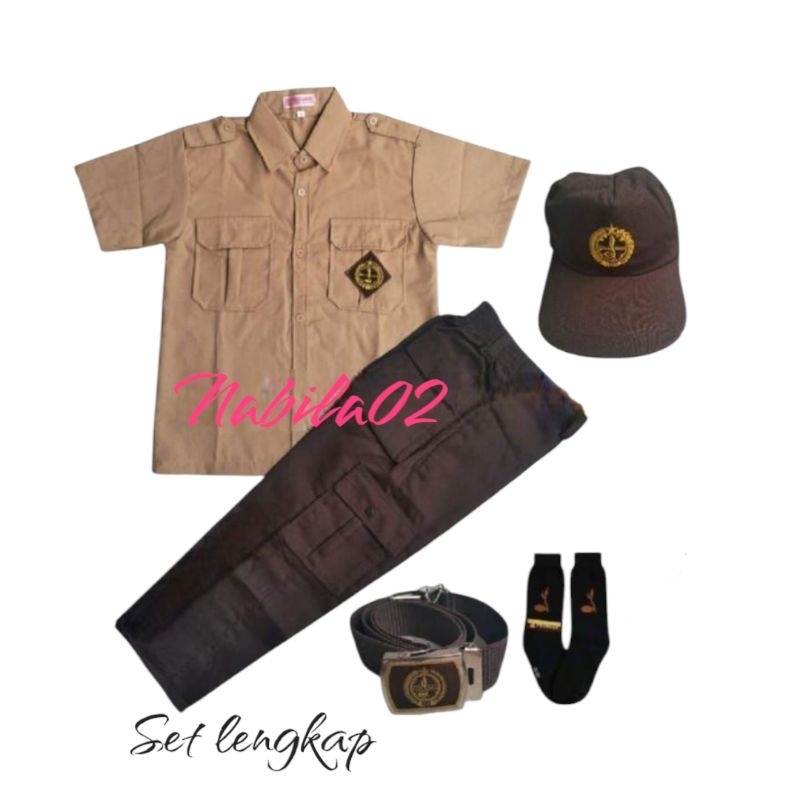 set lengkap baju pramuka pendek celana pramuka panjang pdl sd anak laki laki dan perempuan