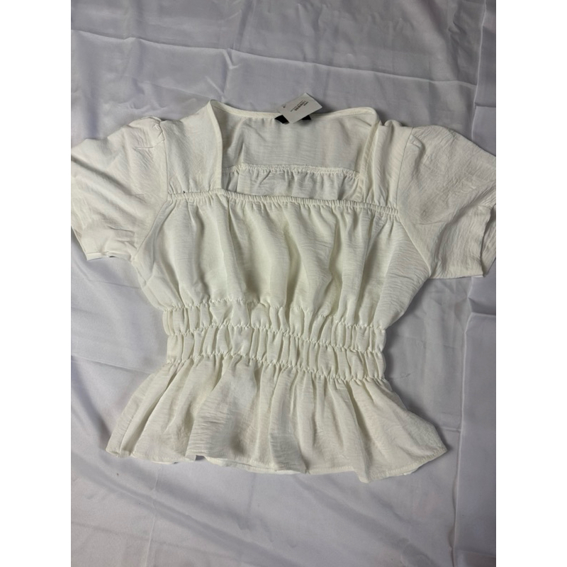 Blouse Wanita Square Neck Crop Top / Atasan Kekinian Lengan Pendek / Baju Cewek Smock Ruffle