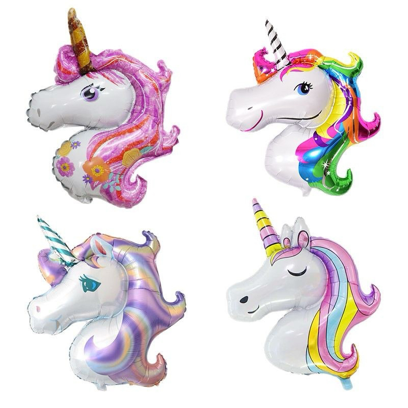 Balon karakter unicorn jumbo pink rainbow ungu