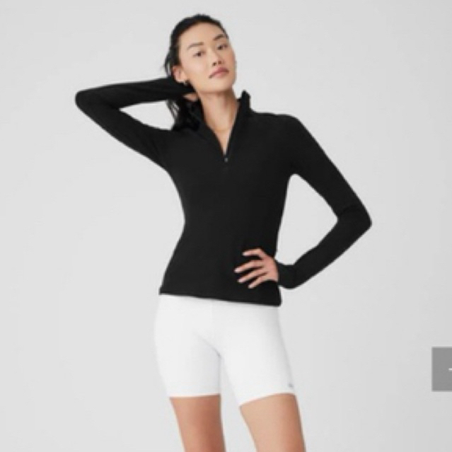ALOSOFT 1/2 ZIP RAPID PULLOVER (ALO YOGA BLACK JACKET)