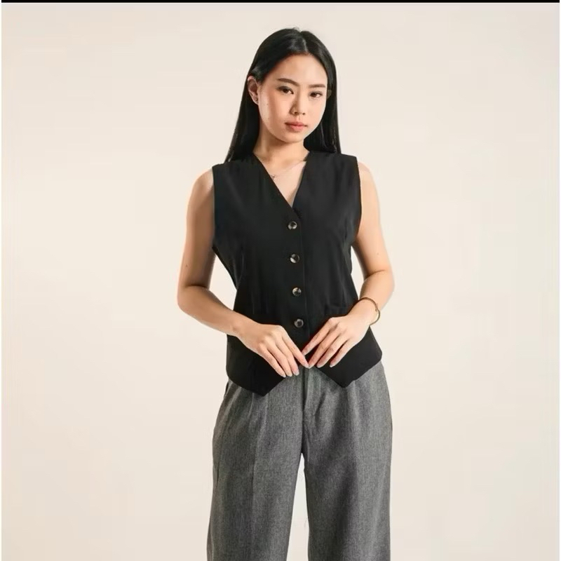 Vest Wanita Korean Style / Vest Rompi Wanita Kancing