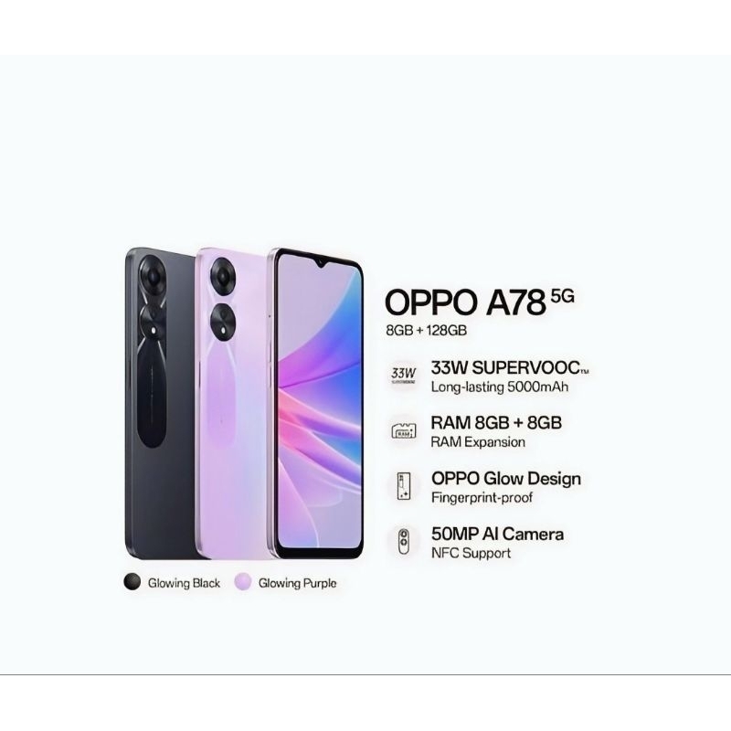 HP OPPO A78 5G 8/128 GB - OPPO A78 5G RAM 8GB ROM 128GB GARANSI RESMI