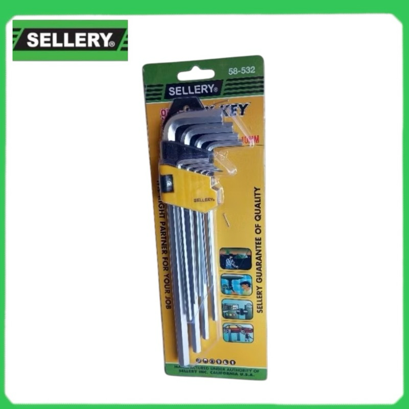 KUNCI L 9 PCS SELLERY - KUNCI L HEX SET 9 PCS EXTRA LONG SELLERY