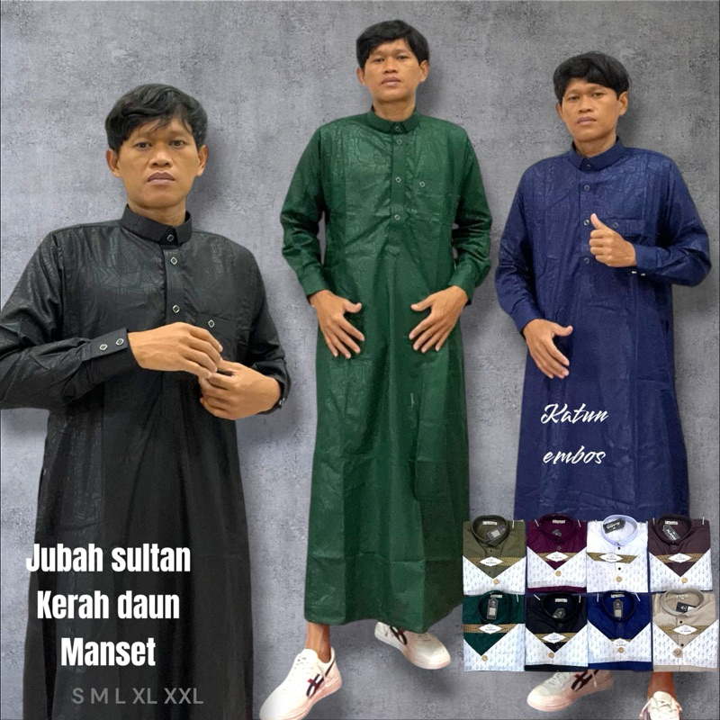 jubah sultan kerah daun manset gamis pria dewasa