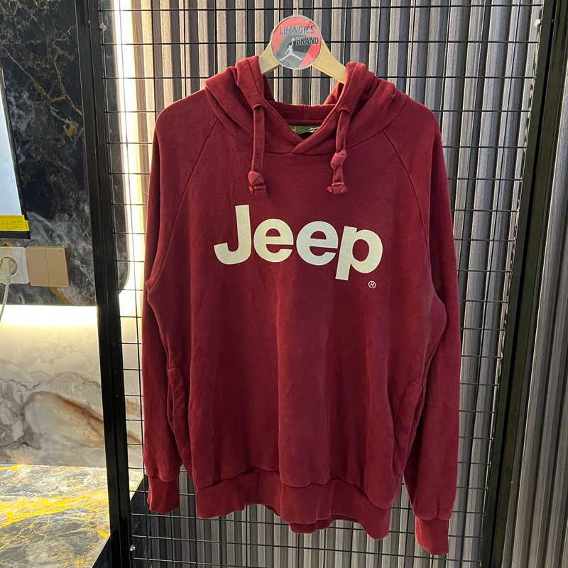 Hoodie Second Jeep Merah Ganteng Bahan Katun Nyaman dipakai Real Pict Garansi sesuai gambar dan vide