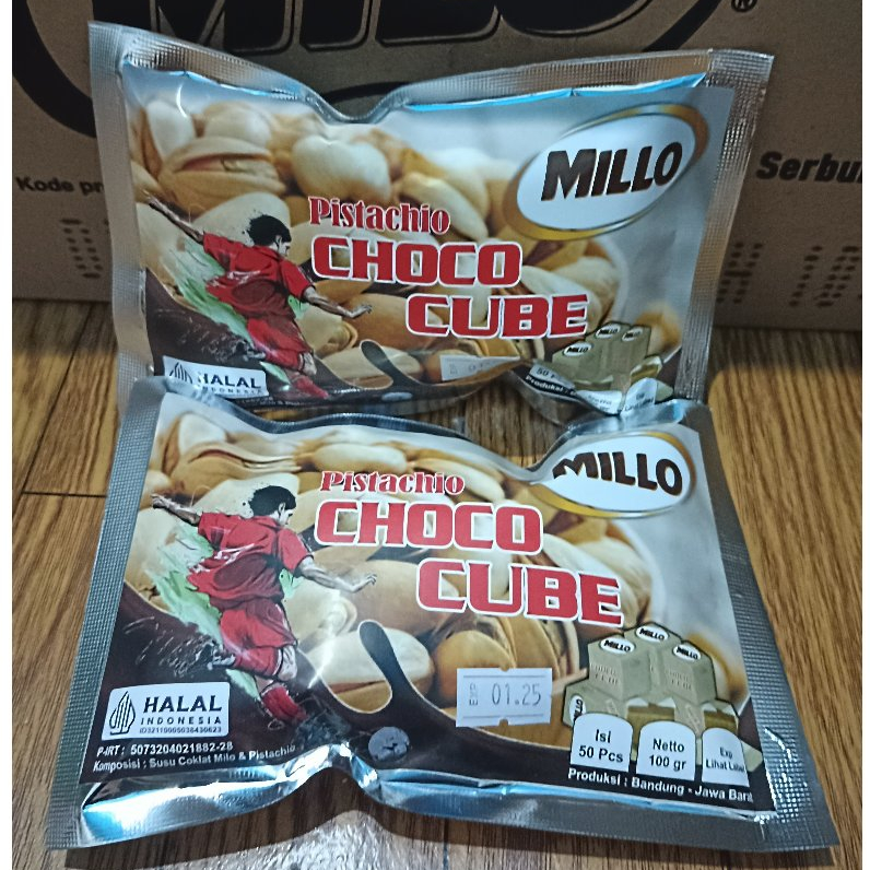

Millo Cube Lokal Kacang Pistachio/Fustuk 2 Pack (Per Pack Isi 50 Cube)