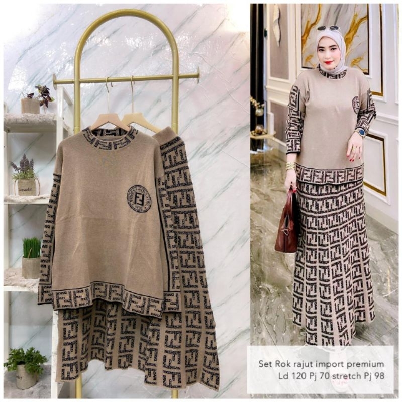 Setelan rok rajut import