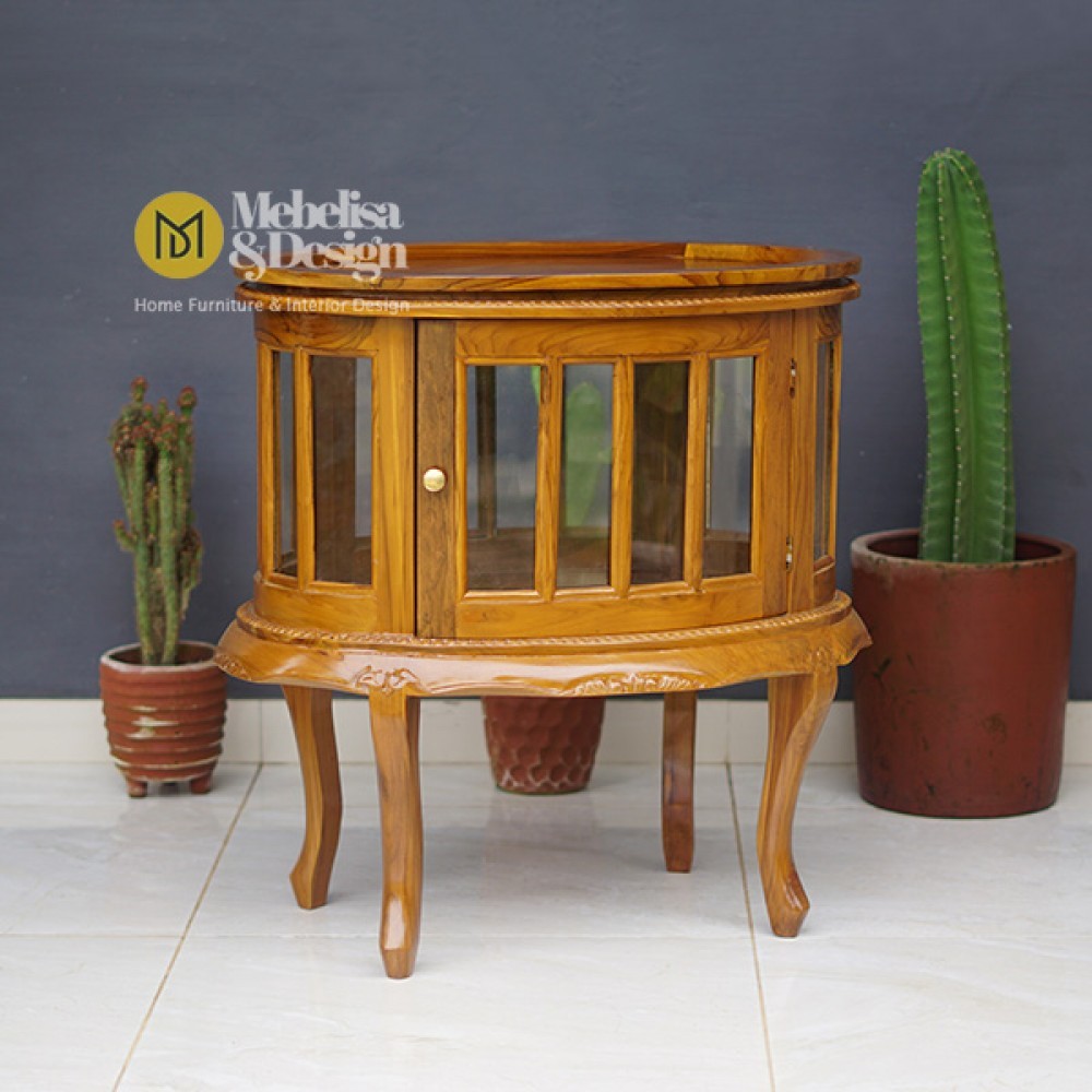Meja Teh Jati Oval, Meja Tamu Jati, Meja Sudut Pojok Sofa Tamu