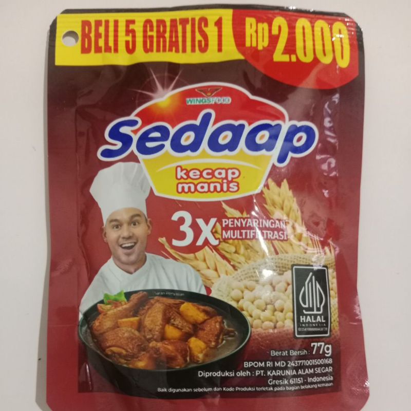 

Kecap Manis Sedaap 77 Gram (Beli 5 gratis 1)