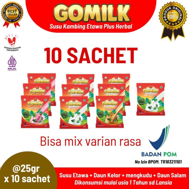

[Paket 10 pcs Sachet] Gomilk – Susu Kambing Etawa Plus Herbal