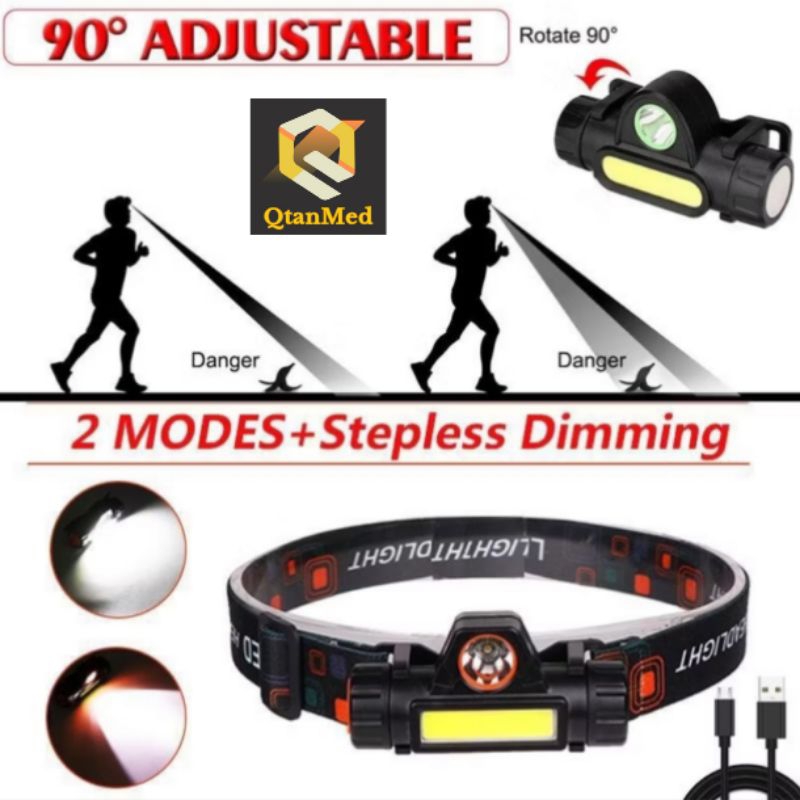 Senter Kepala LED USB Headlight Rechargable Baterai 18650 / Senter Kepala LED Rechargable Cocok Untu