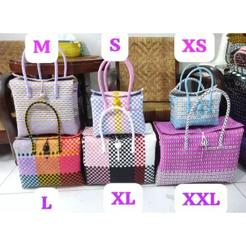 Bakoelanyaman / Tas jali Box Bahan Premium Tas Anyaman Plastik Pakai Tutup