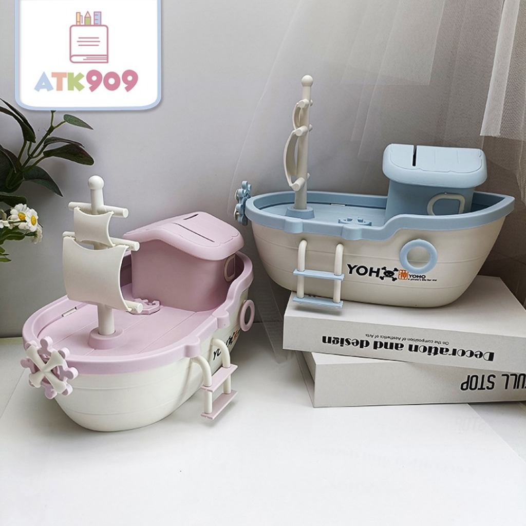 

ATK909 FREE STIKER 3D & 2D !! Celengan Lucu Bentuk Kapal Bajak Laut Perahu Layar Piggy Bank Belajar Menabung Kado Anak