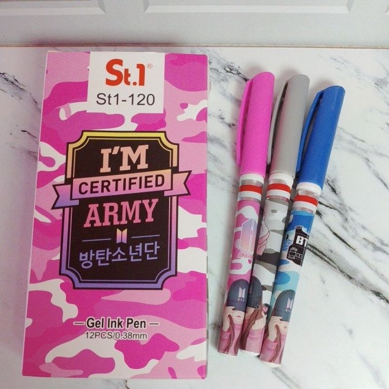 

Pulpen Gel / Gel Ink Pena Motif BTS Army