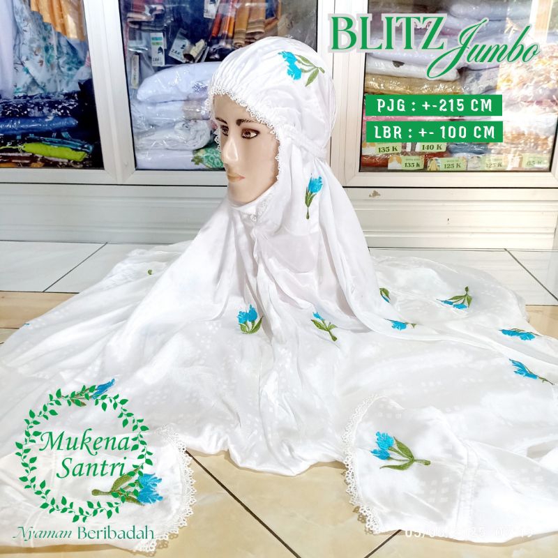 mukena terusan rukuh putih bordir sutra blitz bordir tabur blits blit ukuran Jumbo size besar