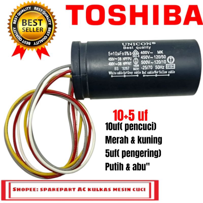 kapasitor mesin cuci Toshiba 2 tabung