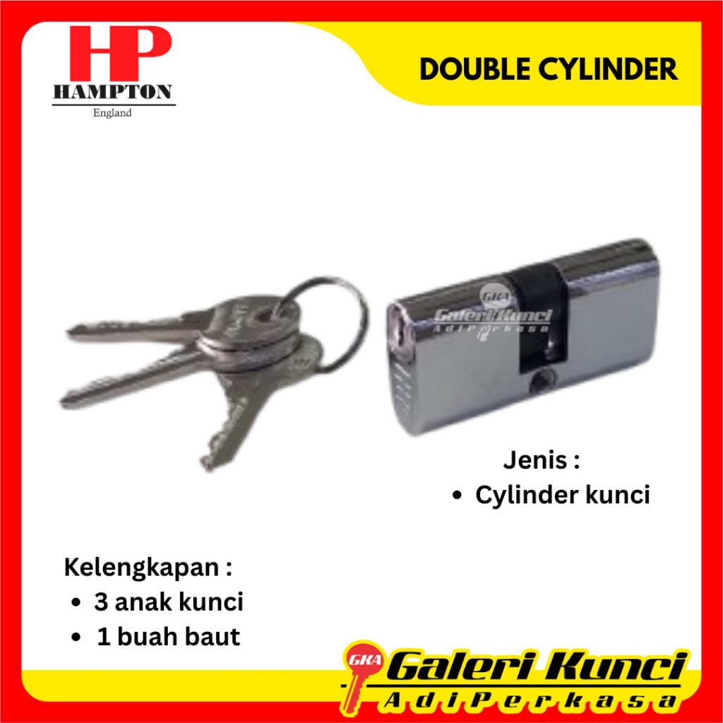 Silinder Kunci Hampton HMT Oval Double Cylinder Pintu Alumunium