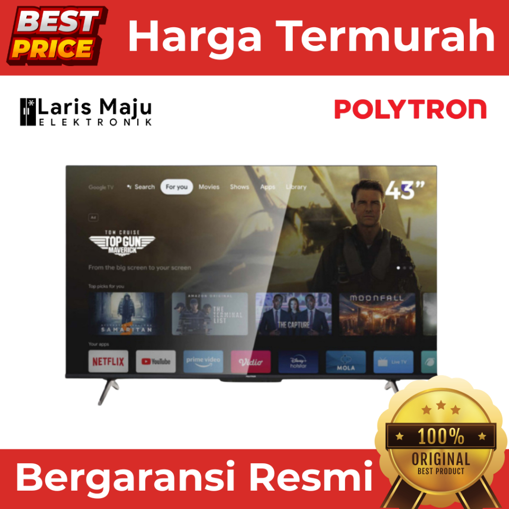 Polytron LED TV 43 Inch PLD 43UG5959 Google TV UHD 4K