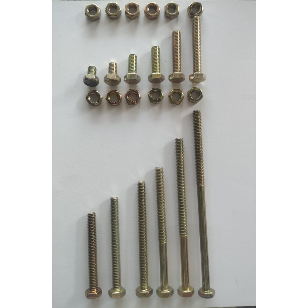 BAUT MUR KUNING M6X10MM (1CM) / BAUT HEXAGON 6X10 / BMK 6X10/ BAUT KUNCI 10