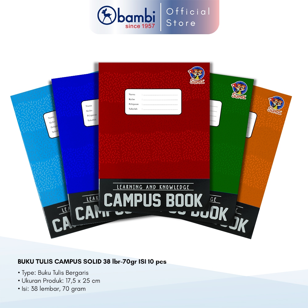 

Bambi x Suma Buku Tulis Learning And Knowledge Campus Book Isi 38 Lembar 70 Gram 10 PCS Original