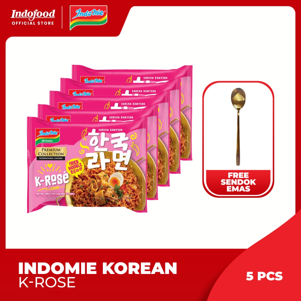 

wadistroalip 5 PCS - Indomie Korean K-Rose 86 Gr Free Sendok Emas