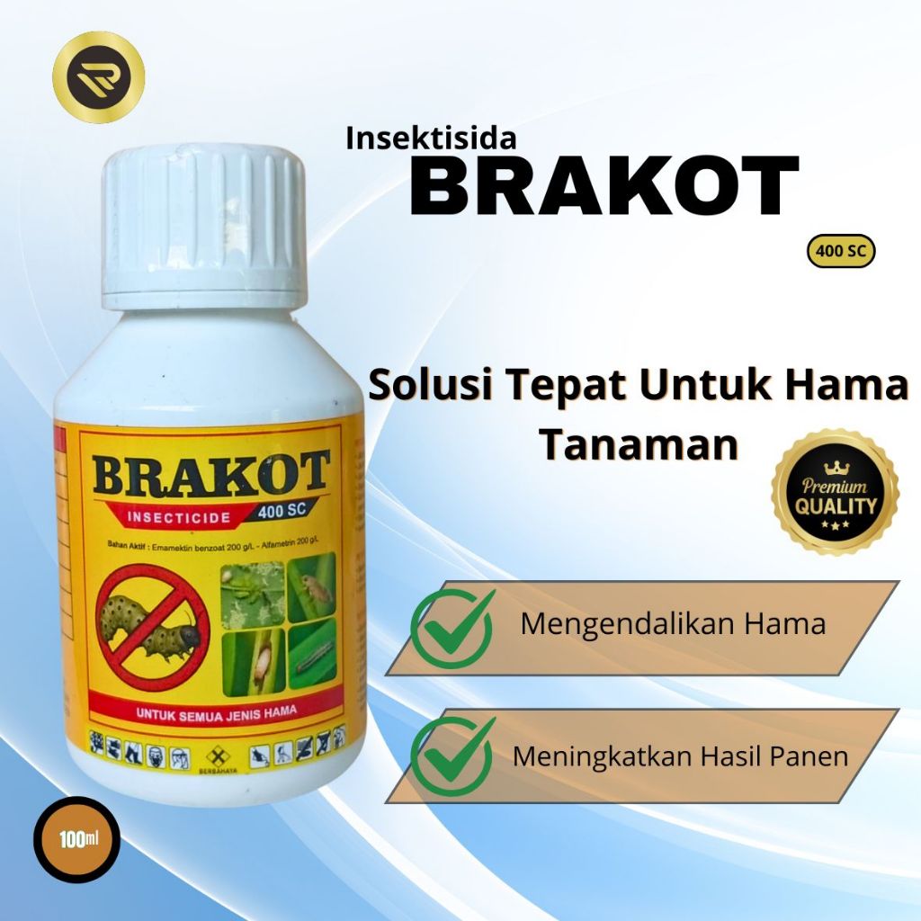 BRAKOT 400 SC 100ML - Obat Hama Sistemik & Kontak untuk Ulat Grayak, Thrips, Lalat Buah