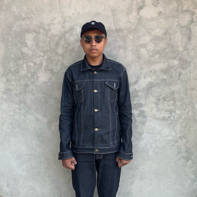 JAKET DENIM PRIA 14OZ JAKET RAW DENIM JAKET JEANS KAKU