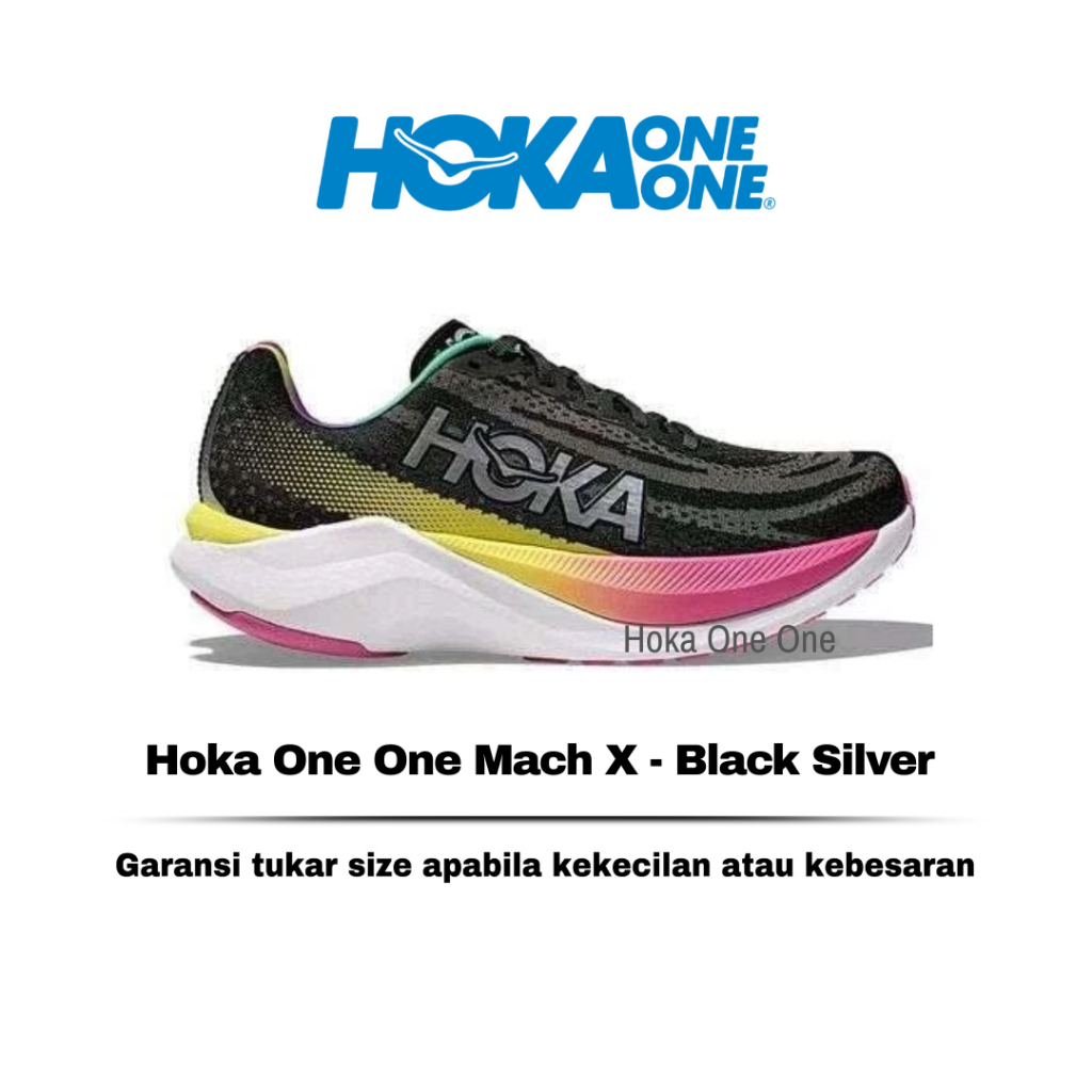 SEPATU HOKA ONE ONE MACH X BLACK SILVER  ORIGINAL