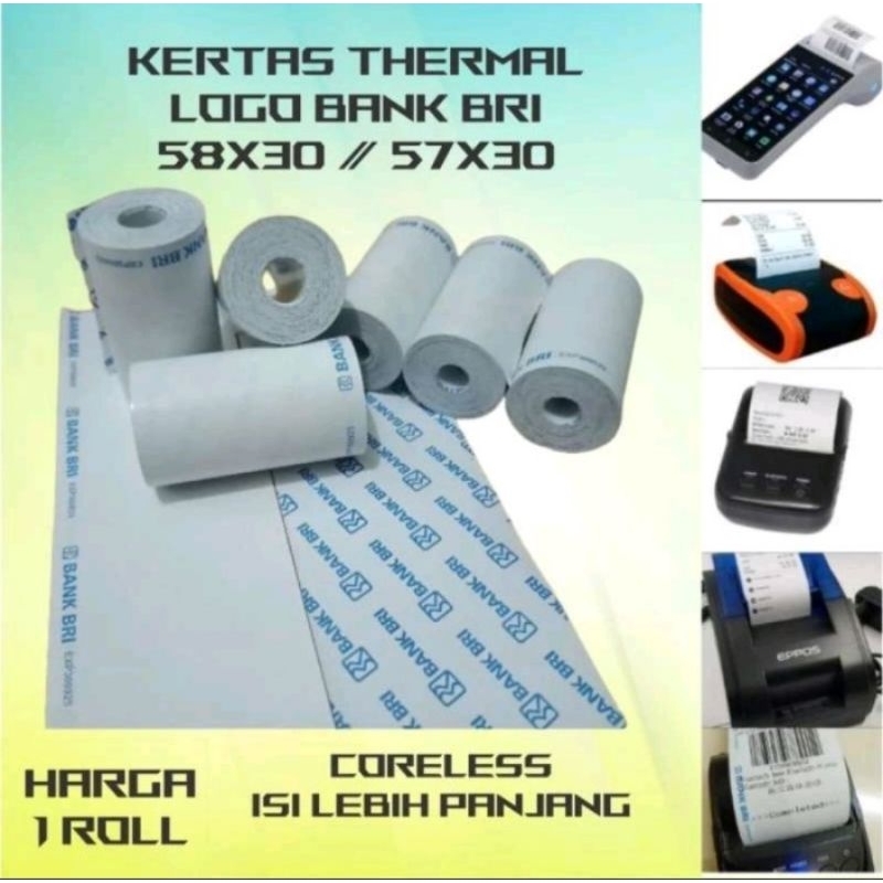 Kertas Struk Thermal Bank Bri 58x30 / 57x30 Untuk Brilink dan Printer Mini Bluetooth