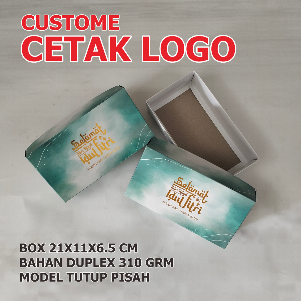 

BOX KUE 21X11X6.5 CM CUSTOME CETAK LOGO MIN 100 PCS