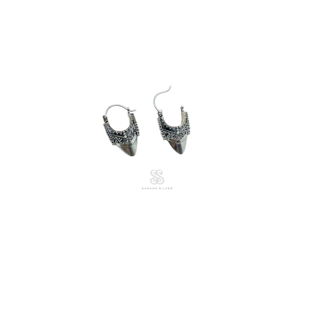 Anting Giwang Perak Kriul Perisai Jawan Silver 925 Handmade Bali Aksesoris Fashion