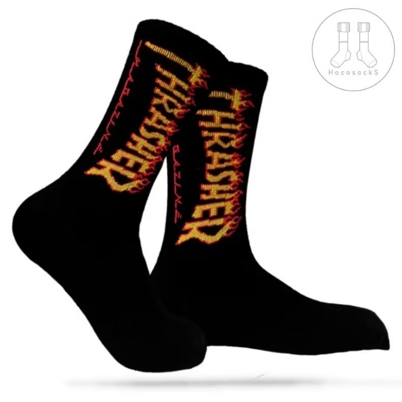 Kaos Kaki Oldschool Thrasher Hitam