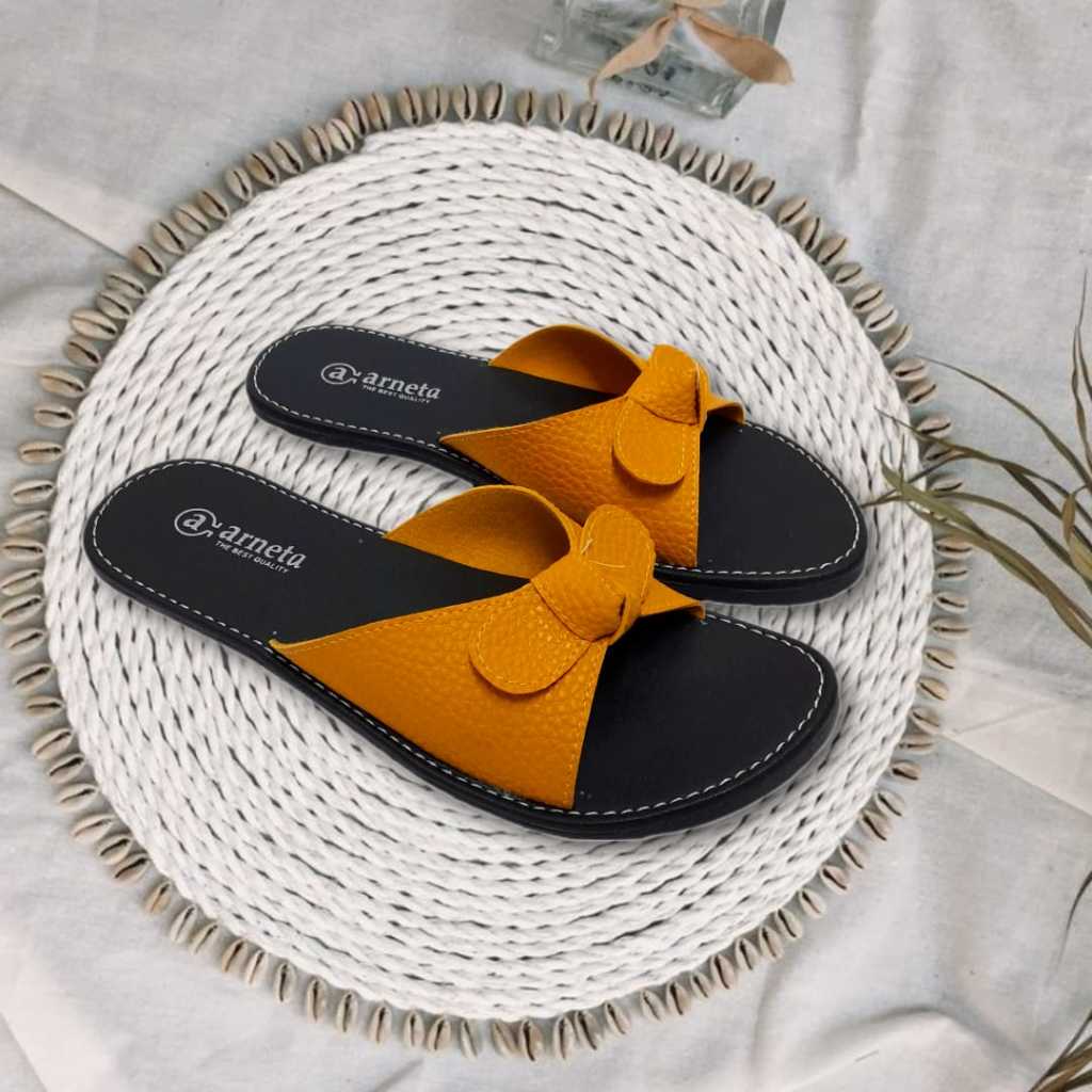 COD  Sandal Kulit Wanita / Sandal Papirut Wanita / Sandal Selop Wanita Sol Karet Anti Licin