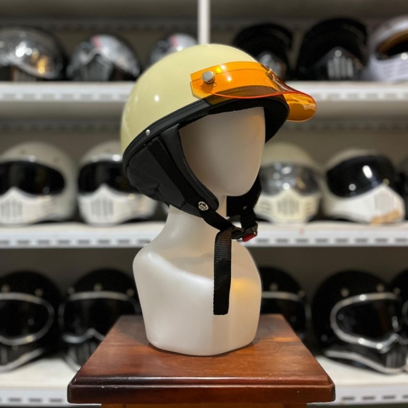 Helm Chip Cream Glossy Helm Custom Retro Classic Vintage