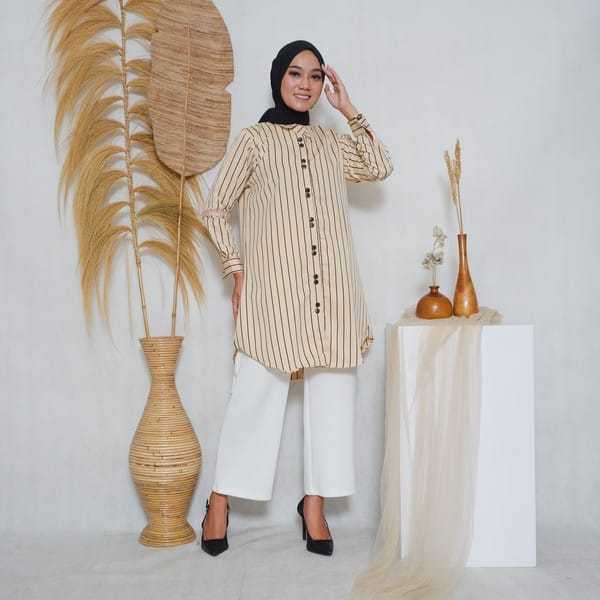 Tunik Wanita Basic Motif | Tunik Wanita Salur | Tunik Wanita Stripe Fashion