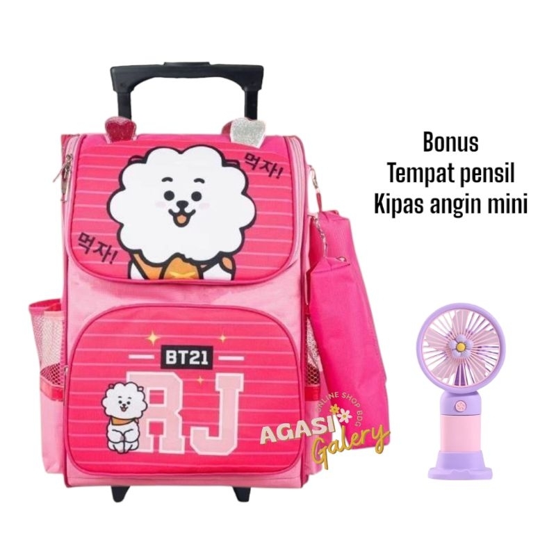 tas dorong anak sekolah SD motif bt21 - tas koper anak sekolah SD motif bt21 - tas troli anak sekola