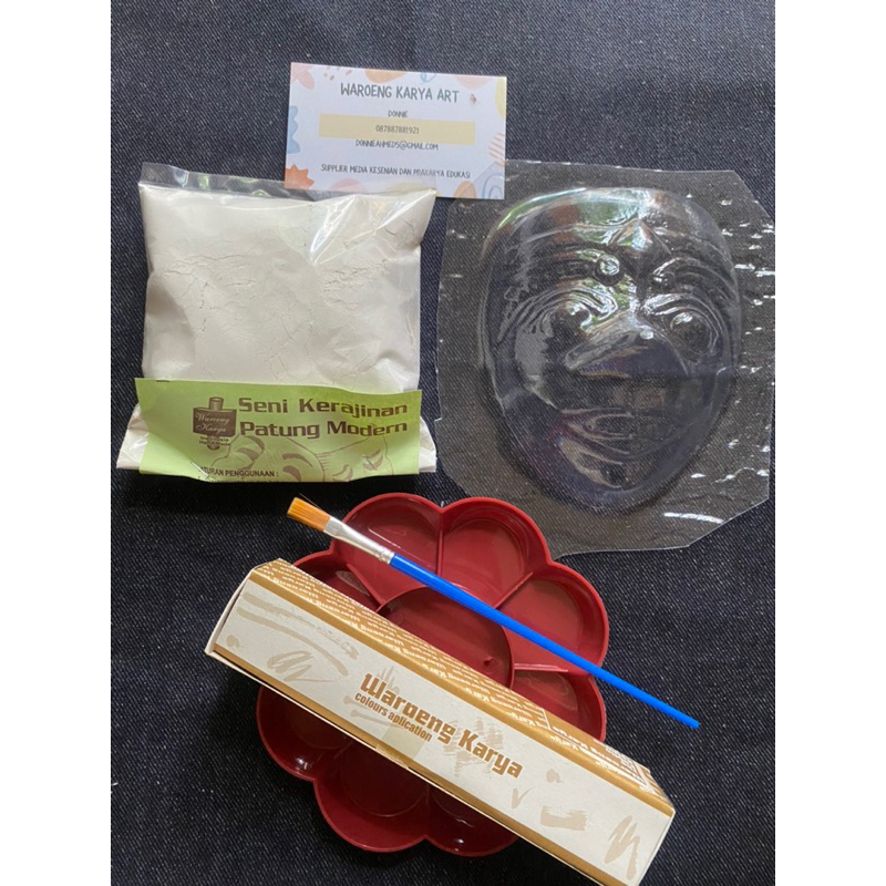 

YUH topeng gypsum dan cetakan+cat 5warna+palet+kuas, topeng gypsum gambar, topeng gypsum lukis