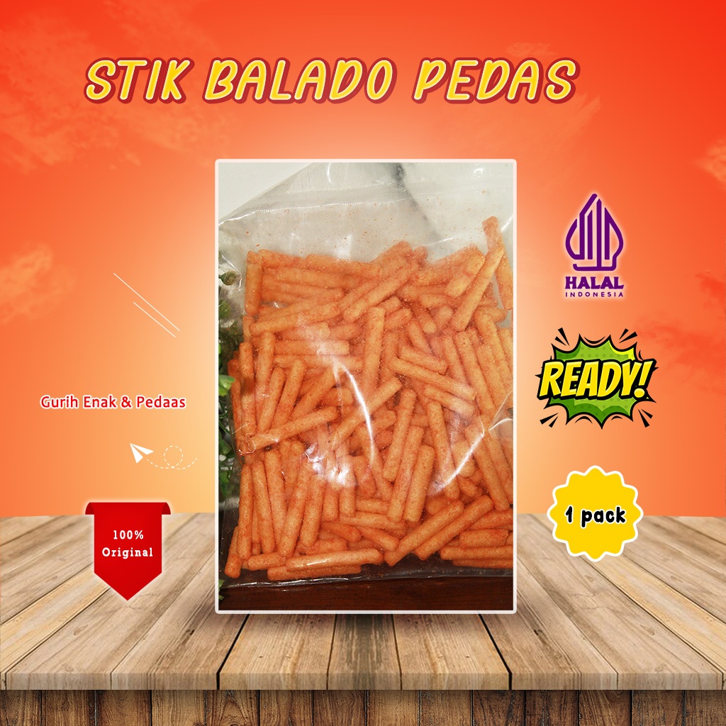 

Stik Balado Cemilan Pedas Gurih Snack Stick Snack Makanan Ringan Kemasan 1 Pack