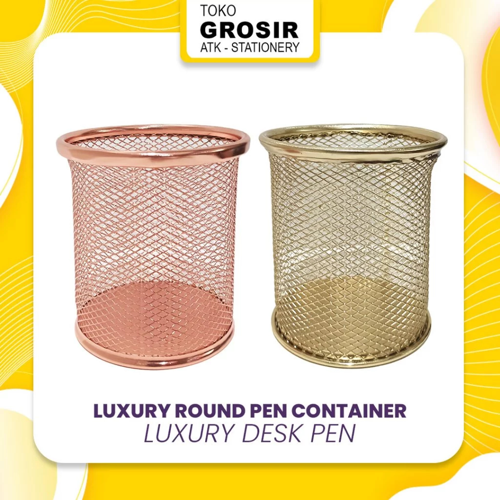 (LIVE) LUXURY ROUND PEN Container Desk Pen / Tempat Pensil Tabung PS-08 / Rak pensil bulat