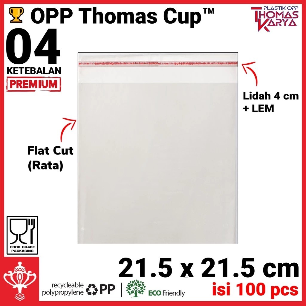 Plastik OPP 21,5X21,5 TEBAL | Isi 100 | Kantong Bening | Kemasan Roti Manis Bakery | Plastik Undanga