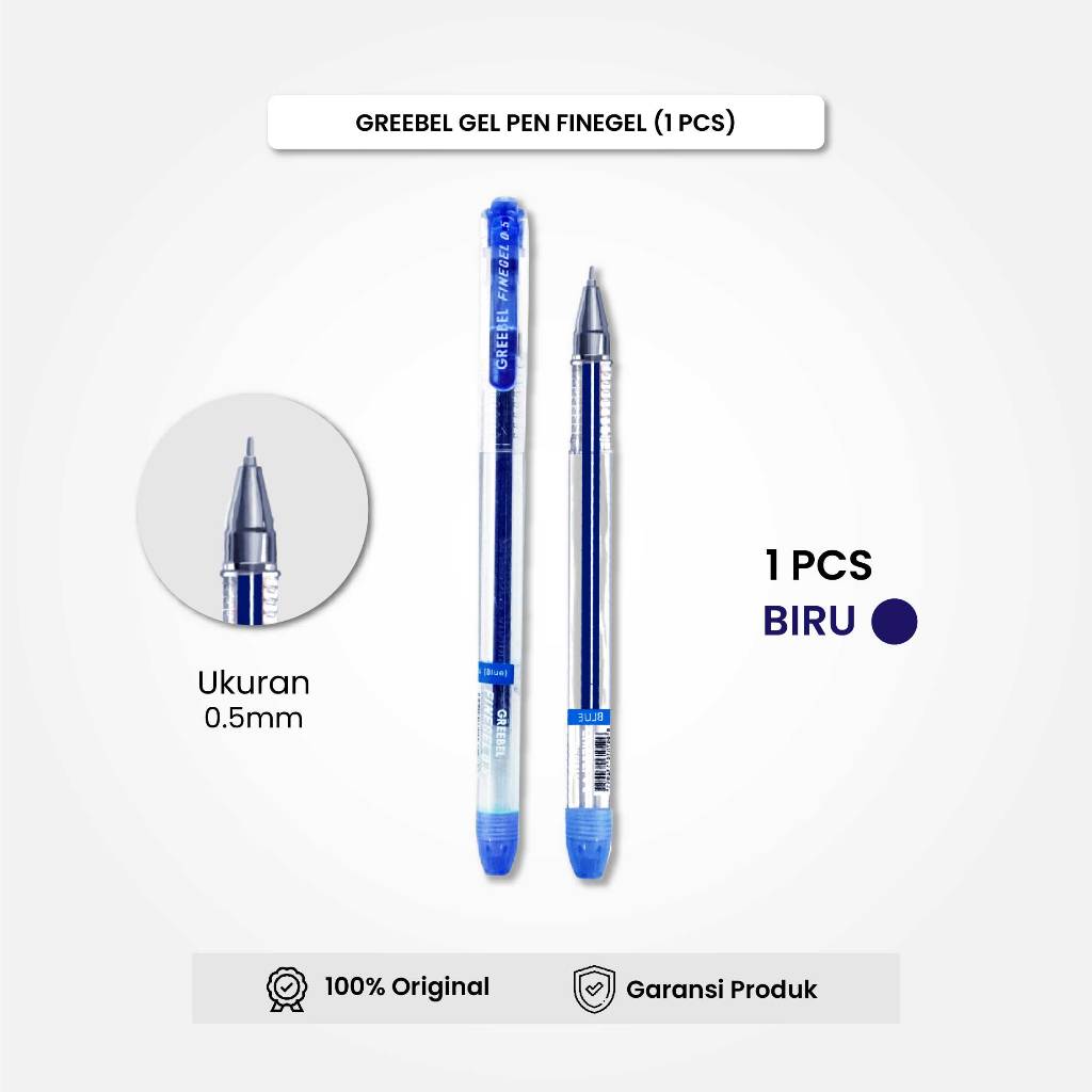 

GREEBEL Gel Pen Pulpen Pena GP-501 Fine Gel - Biru (1PCS) / Pulpen Gel Murah Grosir