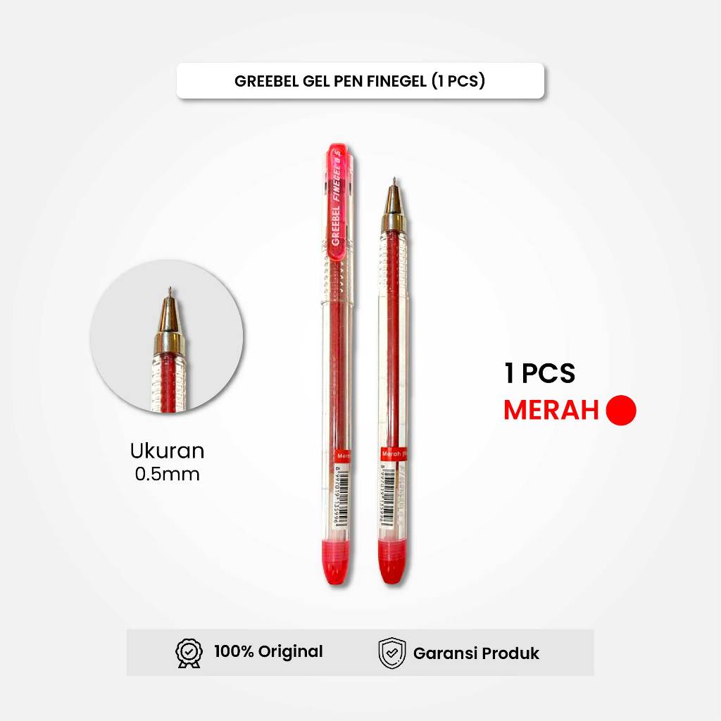 

GREEBEL Gel Pen Pulpen Pena GP-501 Fine Gel - Merah (1PCS) / Pulpen Gel Murah Grosir