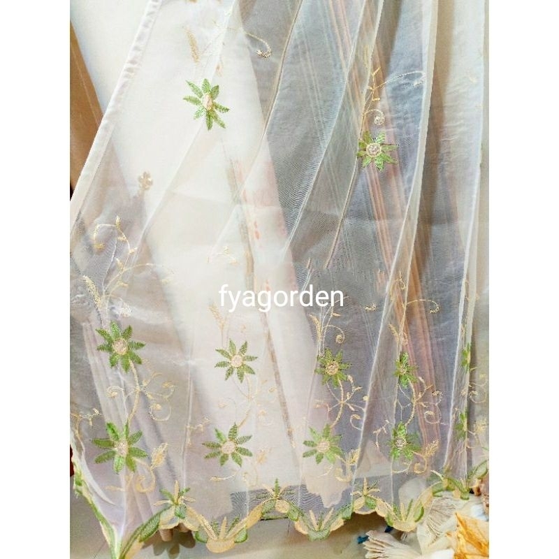 ✅ fyagorden ✅vitrase bordir mewah//dalaman gorden//vitras gorden motif matahari//ukuran tinggi 230//