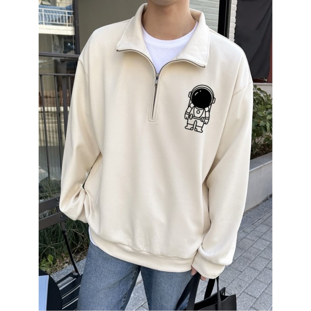 Jaket Halfzip Rugby Astro Cream Unisex LunarVoid | Jaket Pria Wanita