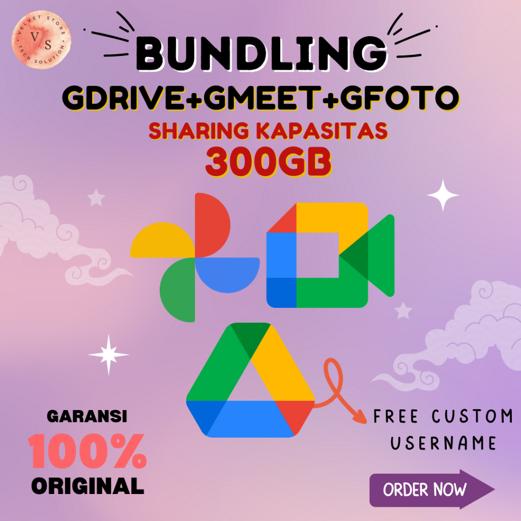 [FULL PACKAGE] Google Drive Bonus Google Photos + Google Meet 300 GB Lifetime Bergaransi