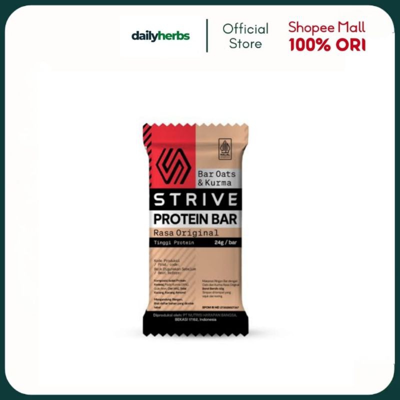 

Strive Protein Bar 24g Halal, Camilan Sehat Tinggi Protein